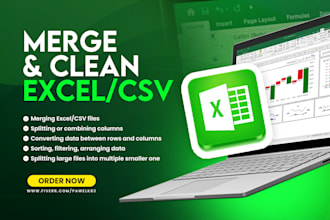 merge and clean excel or CSV files with data transformation