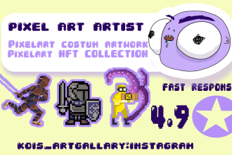 make a pixel art nft artwork background UI designs character
