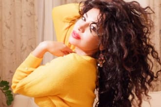 be your curly hair fitness and product female photo model