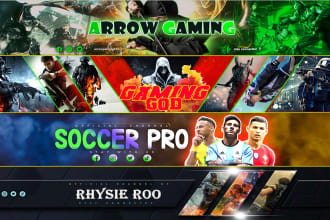 design youtube banner, gamming banner and gaming channel art