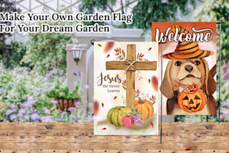 create garden flag in watercolor style