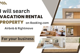 search vacation rentals, property on airbnb, booking, rightmove