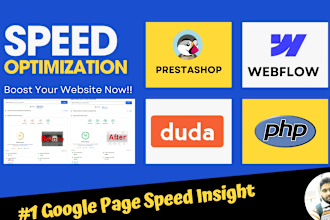 speed up webflow, prestashop, PHP, duda for google pagespeed insight