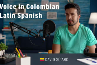 be a friendly colombian announcer voice over