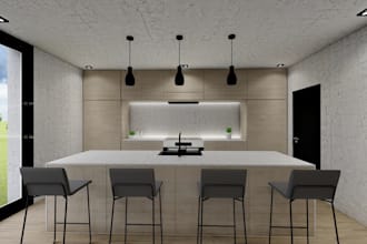 do 3d modeling and realistic kitchen interior design