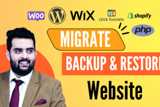 migrate, backup, and restore your wordpress site on the new domain, hosting 1hr
