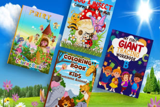 create kids coloring book cover and interior design for kdp