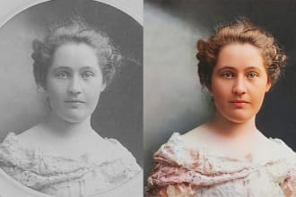 repair and fix, enlarge and colorize old, damaged, blurry photo