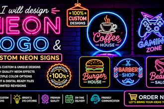 design neon logo and custom neon signs with animation