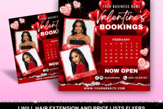 design beauty flyer, hair and lash flyer, for valentines day