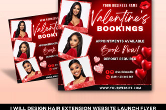 design hair extension and lash flyers, for valentines day