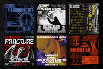 design the poster or flyer for techno rave club event