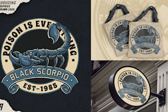 draw vintage animal logo design
