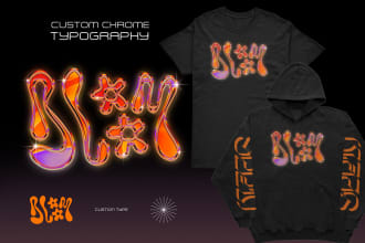 create metallic chrome logo font typography for streetwear