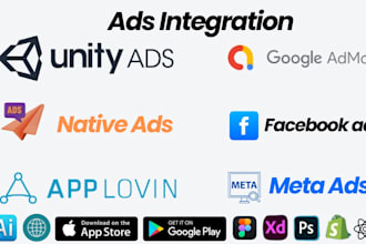 integrate admob ads, applovin, native, unity in android, ios