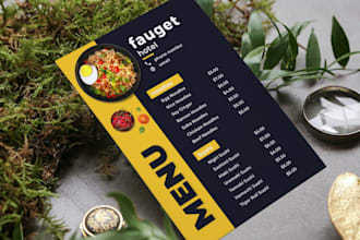 do unique menu design for your brand or cuisine