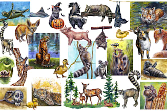 draw amazing any animal, insects, birds, reptiles, nature in watercolors