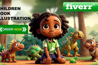 make cute african american children kids book illustration