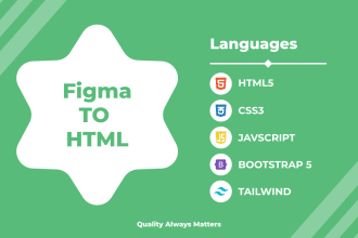 convert figma to HTML, xd to HTML, PSD to HTML bootstrap, tailwind CSS