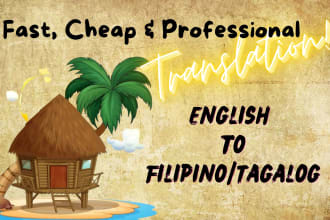 professionally translate english to filipino, tagalog