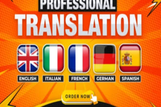 professionally translate in english, spanish, french, german