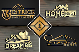 do modern luxury real estate home property construction logo design