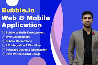 develop saas mvp web apps using bubble io  with api integrations