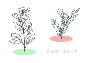 draw flowers and botanical art in one line art, minimalist line art style