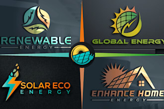 design modern electrical solar panel, energy and power logo