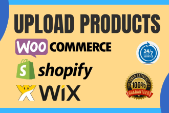 add products or upload product on woocommerce, wix or shopify store or website