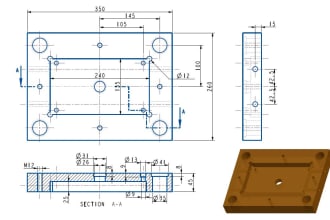 create 2d drawing, technical drawing, engineering drawing
