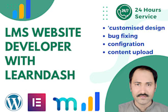 design lms website with learndash,memberpress buddyboss