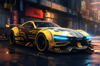 create professional futuristic car digital art
