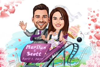 make a wedding cartoon and couple caricature from a photo
