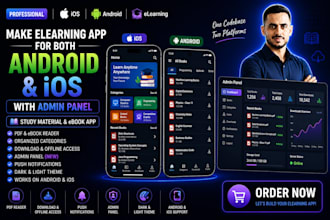 make elearning app for android and ios with admin panel