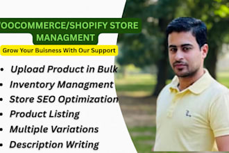 manage shopify, wordpress store, upload products, update inventory