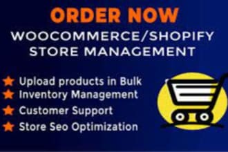 manage shopify, wordpress store, upload products, update inventory