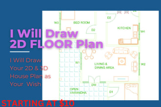 draw architectural 2d floor plan