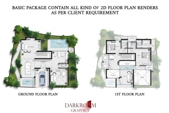 render 2d and 3d floor plan in photoshop and sketchup vray