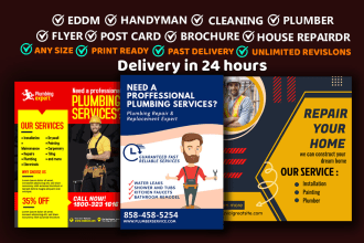 design plumber flyer,handyman, construction, postcard, eddm, business card
