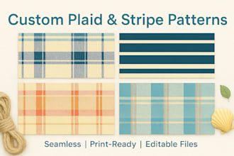 design custom plaid and stripe seamless patterns for fabric or print