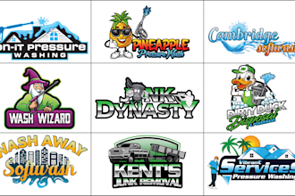 design pressure washing junk removal lawncare cleaning logo