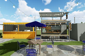 design food truck, food court, cafe, container coffee shop