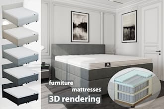 do 3d model, renderings of your product, furniture, bedding, interior
