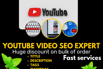 be your youtube video SEO expert for organic traffic and ranking
