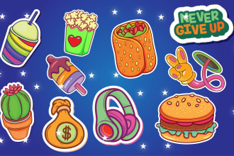 design custom doodles, kawaii and line stickers