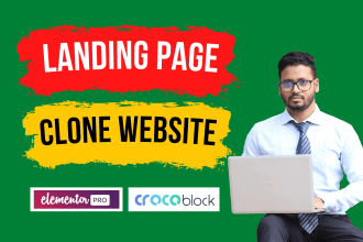 design or clone website, landing page using elementor pro and crocoblock