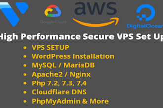 set up cpanel, vps server on digitalocean, linode, AWS, vultr, and gcp