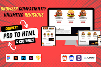 convert psd to html css, figma to html responsive website design