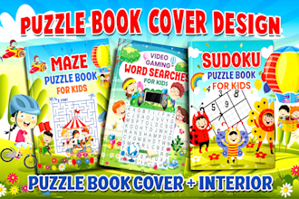 make sudoku word search crossword maze puzzle book with kdp book cover